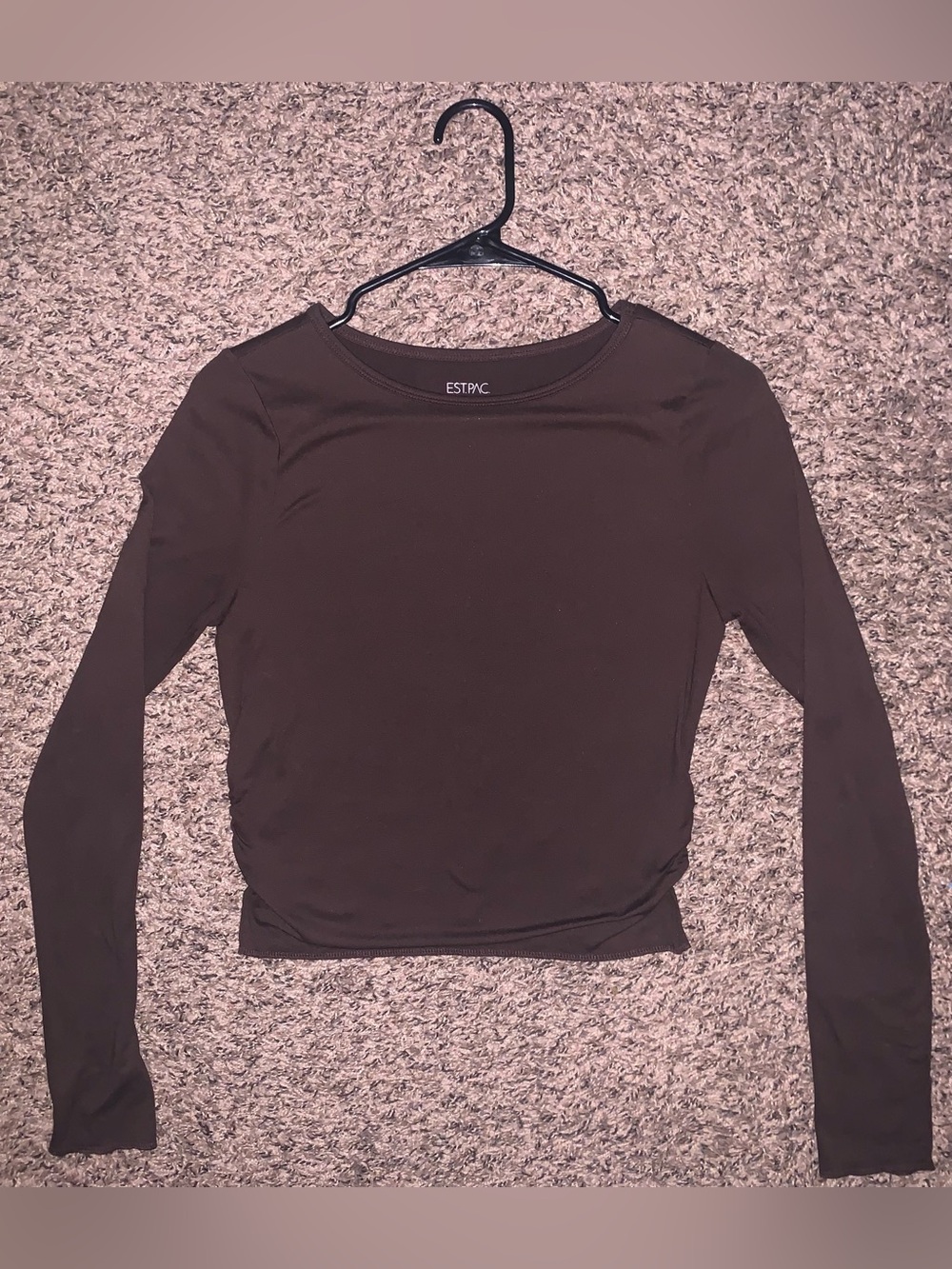 Pacsun Women’s Long Sleeve Crewneck Top in Chocolate Brown